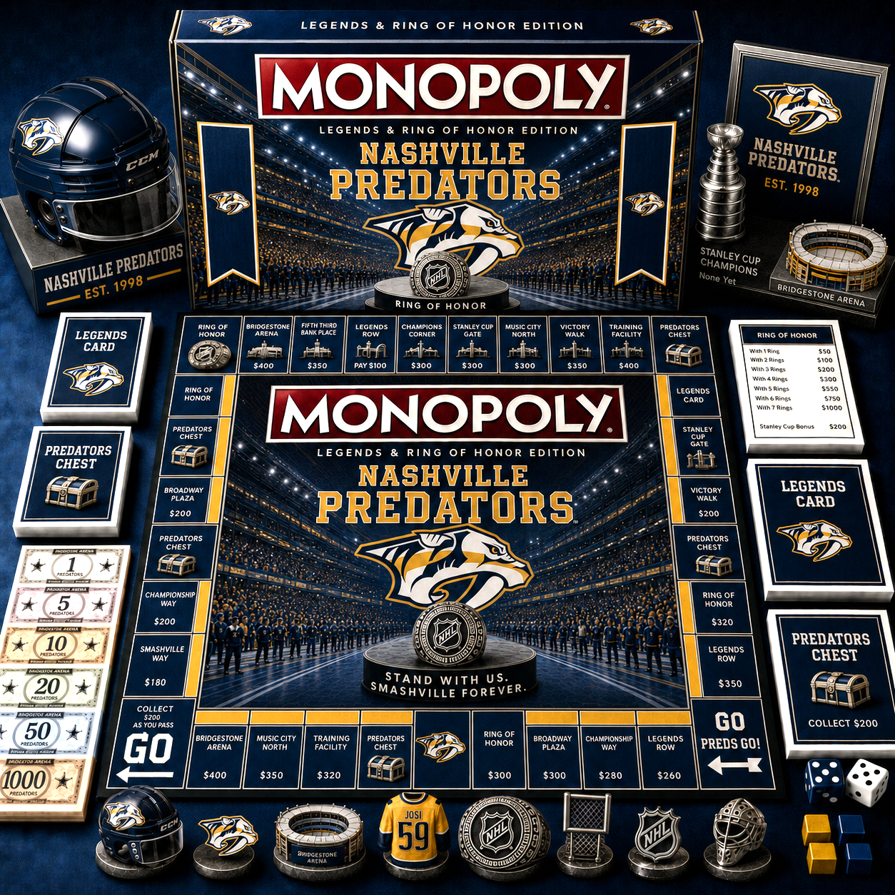 Premium NHL NP Legends & Ring Monopoly Collector’s Edition Board Game V9