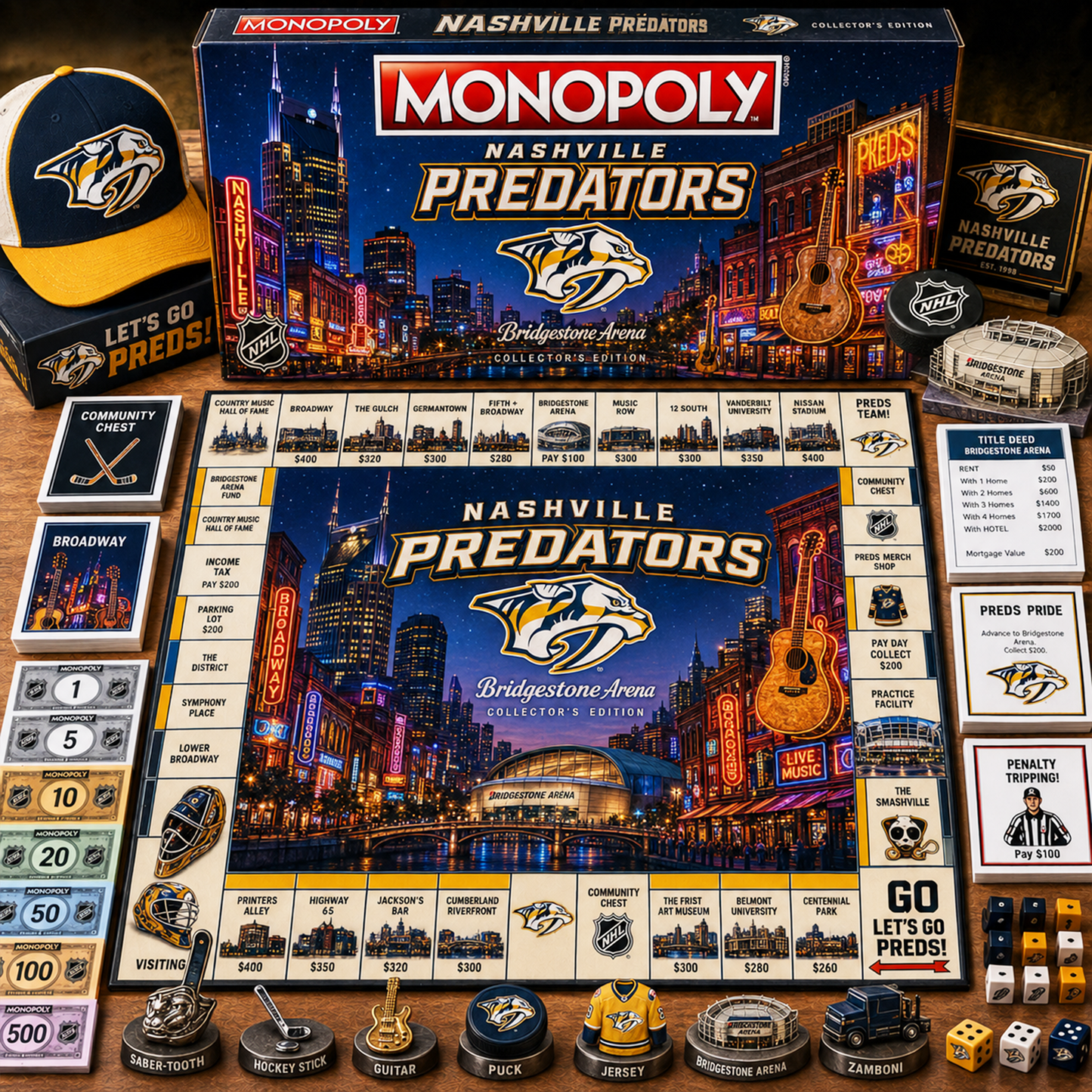 Premium NHL NSH Legacy Monopoly Collector Edition Board Game V2 NMD 150826 TTV