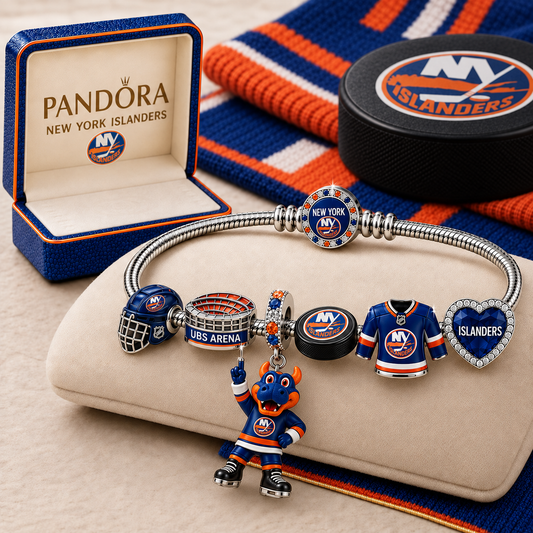 Premium NHL NYI Gold Charm Bracelet Set