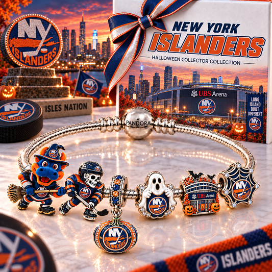 Premium NHL NYI Halloween Gold Charm Bracelet Set V4