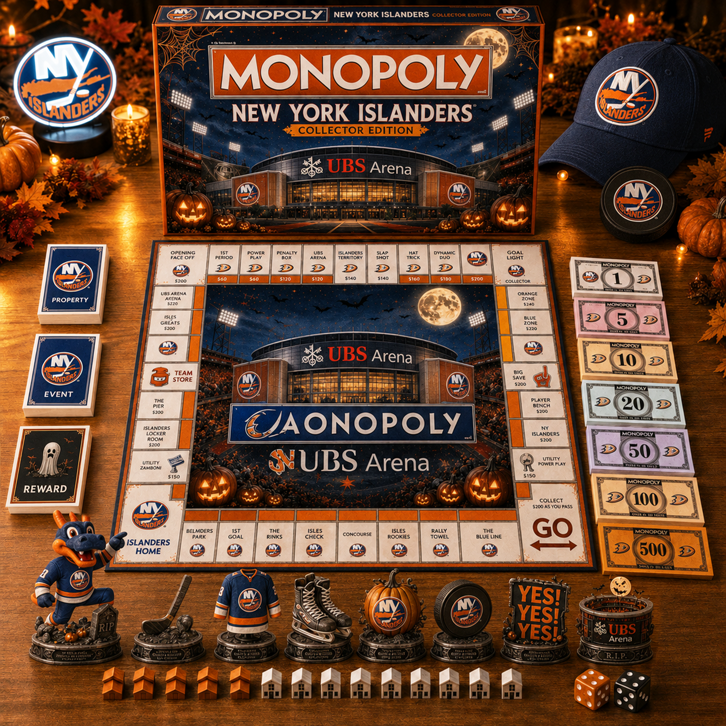 Premium NHL NYI Halloween Stadium Monopoly Collector’s Edition Board Game V10