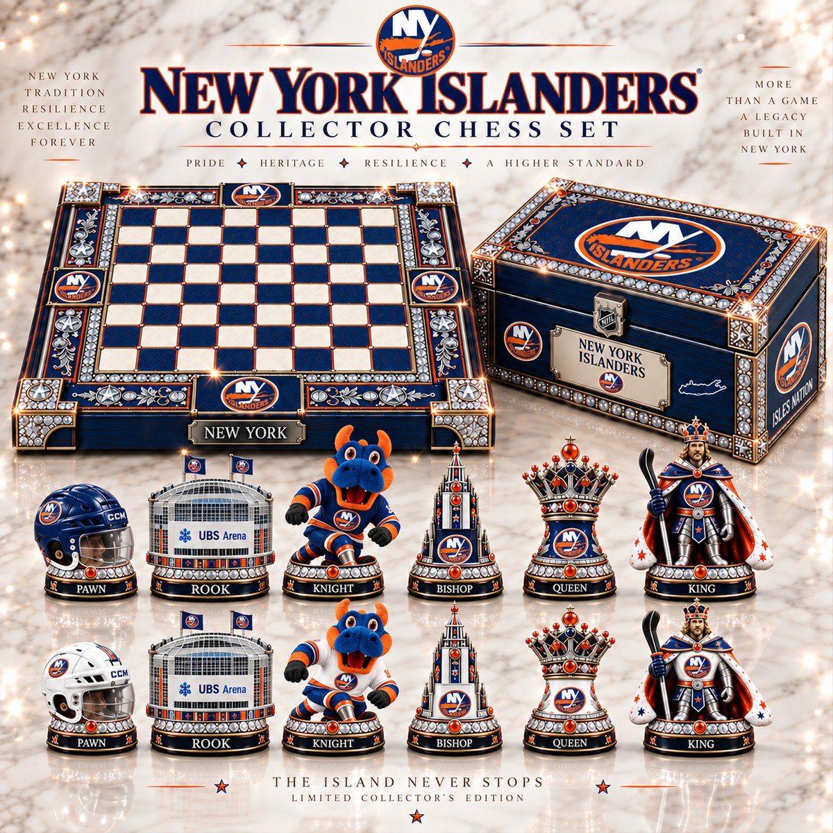 Premium NHL NYI Heritage Collector Chess Set V2