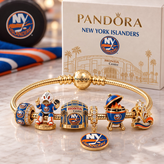 Premium NHL NYI Heritage Gold Charm Bracelet Set V3