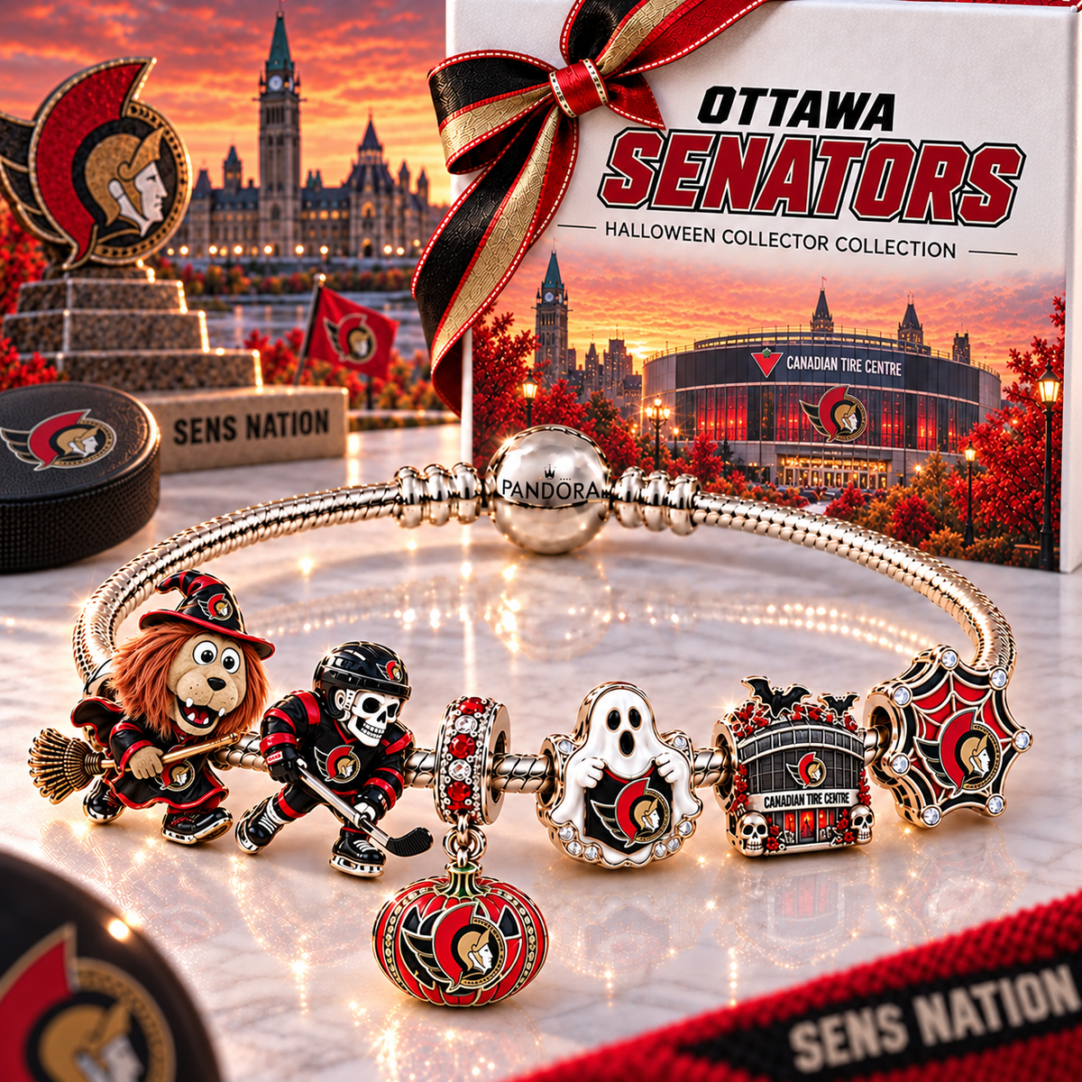 Premium NHL OS Halloween Gold Charm Bracelet Set V4
