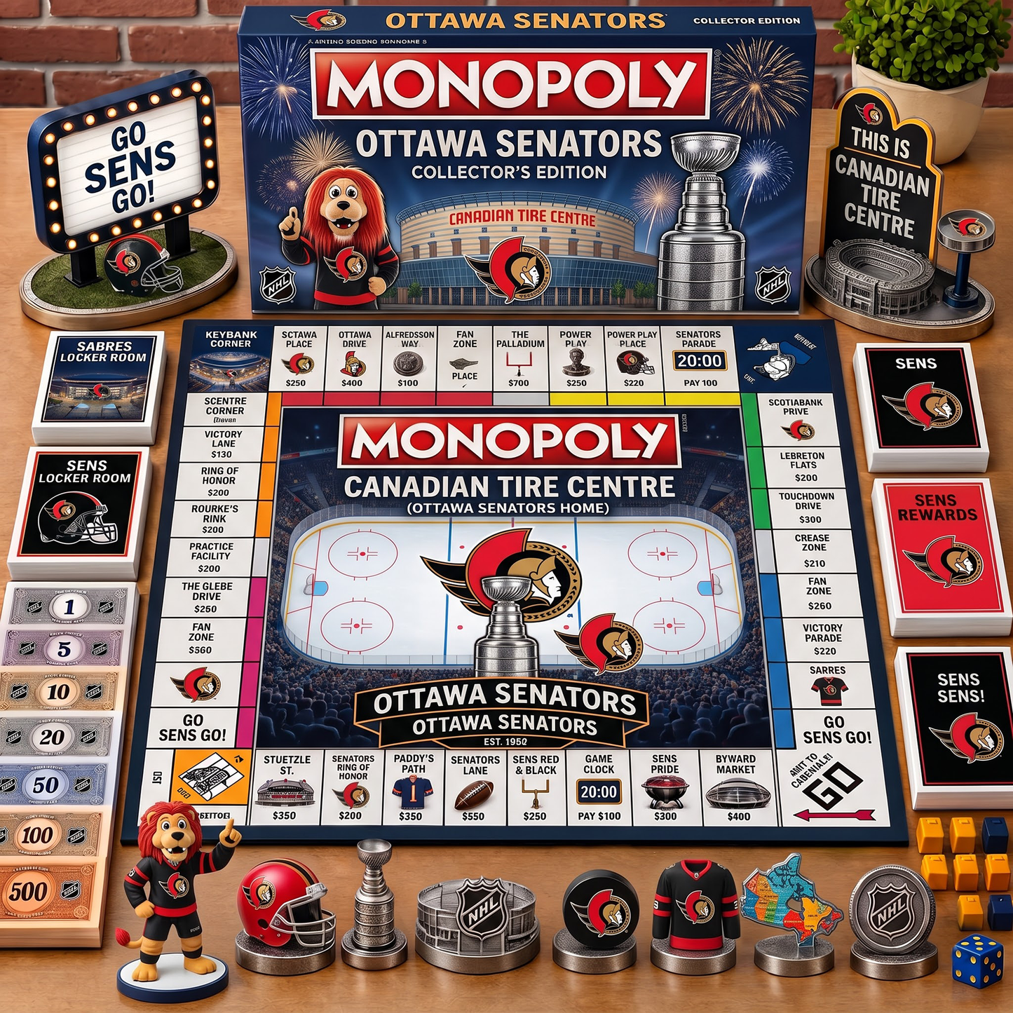 Premium NHL OTT Championship Anniversary  Monopoly Collector’s Edition Board Game V3
