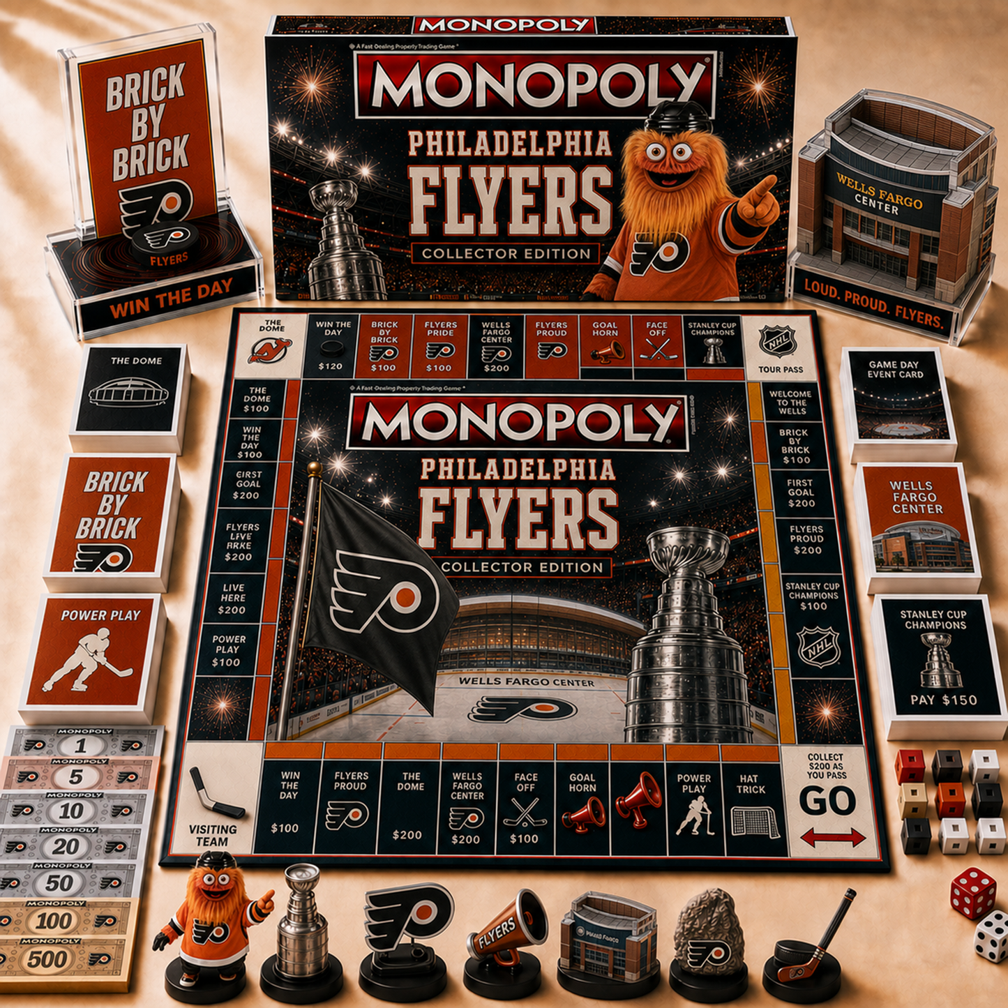 Premium NHL PHI Hall of Fame Monopoly Collector’s Edition Board Game V12