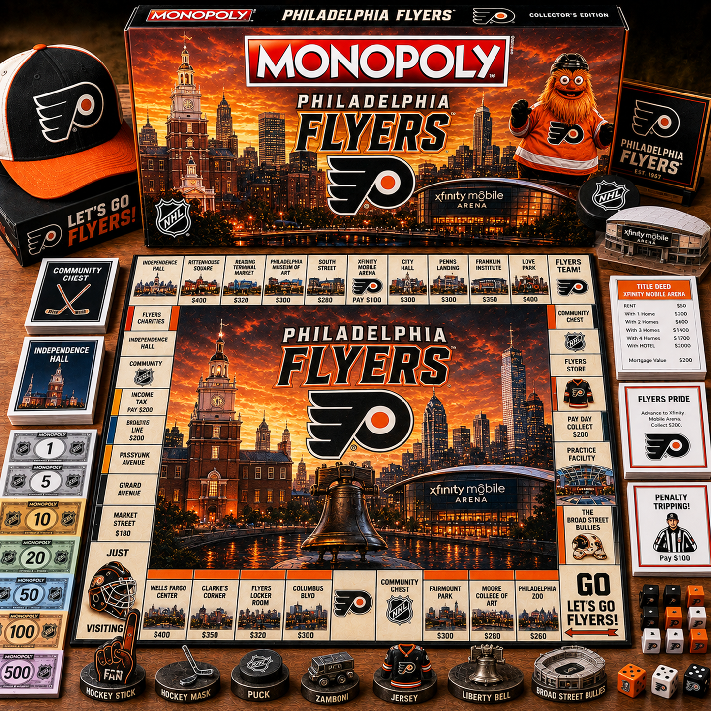 Premium NHL PHI Legacy Monopoly Collector Edition Board Game V2 NMD 150826 TTV