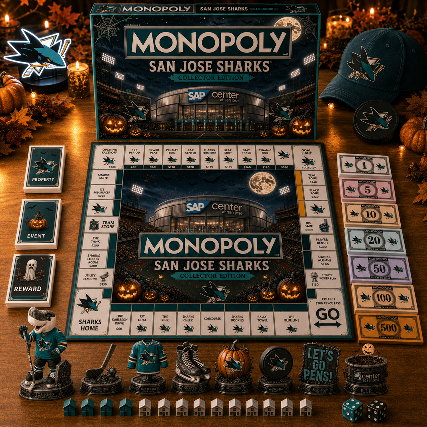 Premium NHL SAN Halloween Stadium Monopoly Collector’s Edition Board Game V10