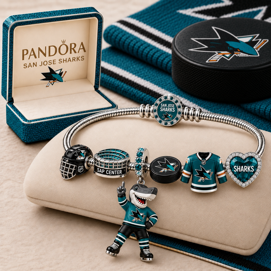 Premium NHL SJS Gold Charm Bracelet Set