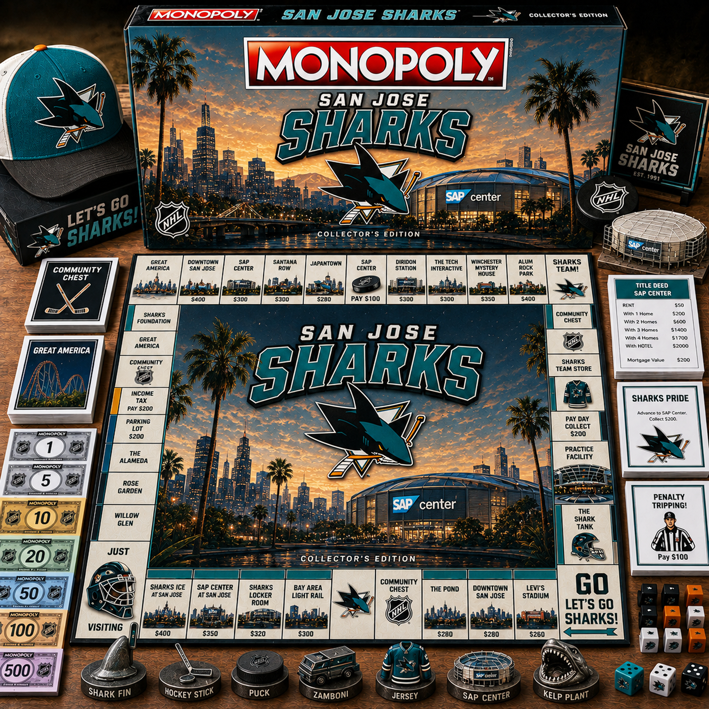 Premium NHL SJS Legacy Monopoly Collector Edition Board Game V2 NMD 150826 TTV