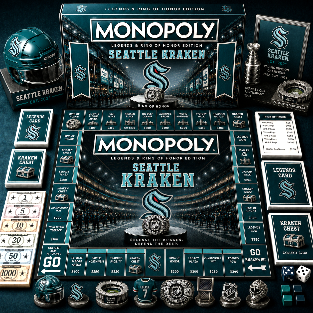 Premium NHL SK Legends & Ring Monopoly Collector’s Edition Board Game V9