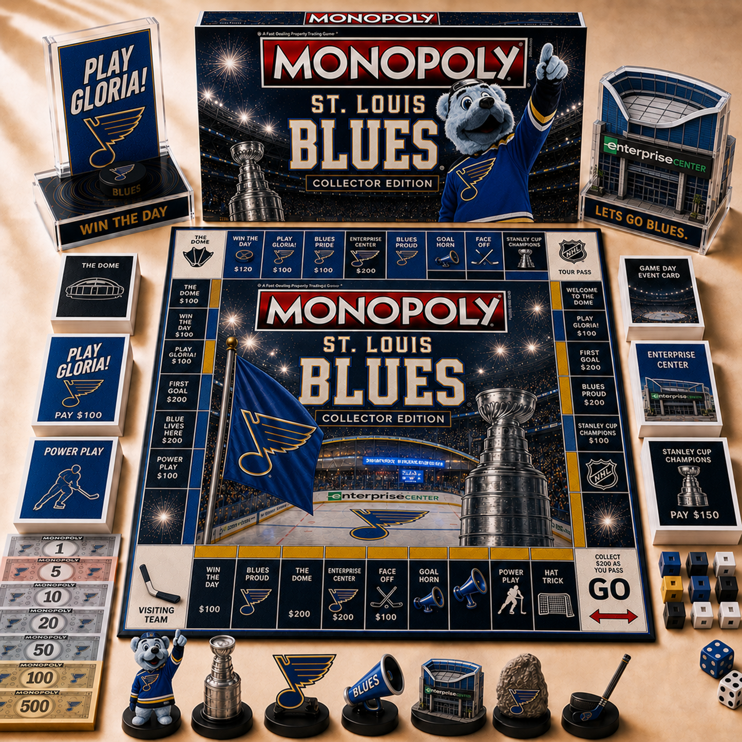 Premium NHL STL Hall of Fame Monopoly Collector’s Edition Board Game V12