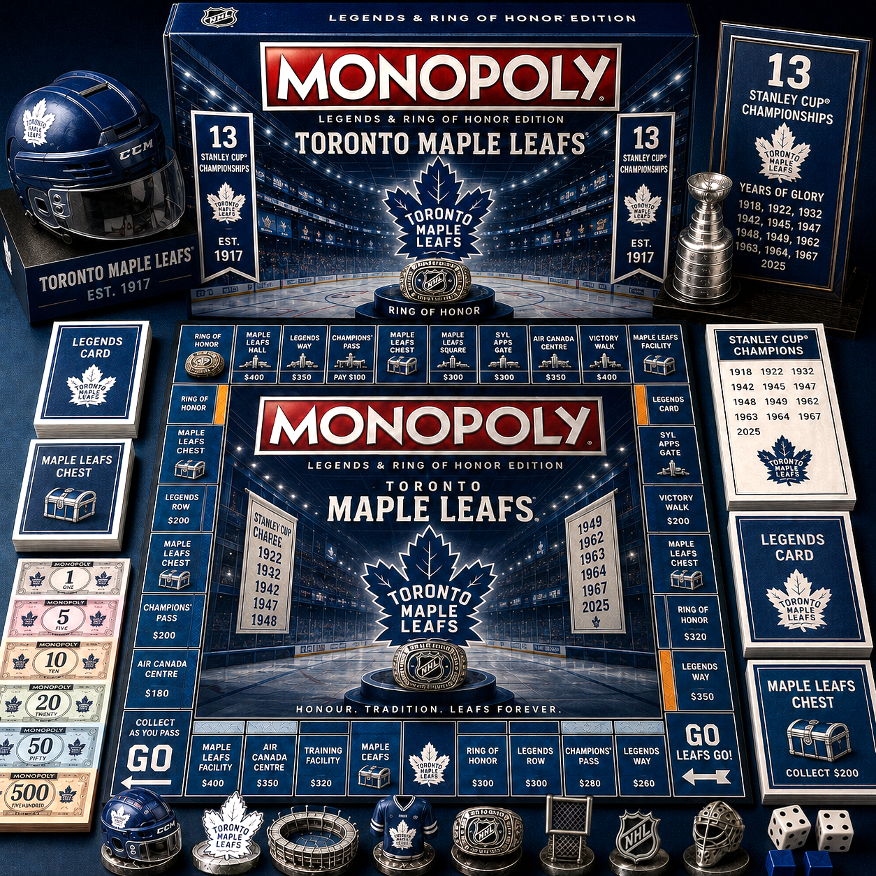 Premium NHL TML Legends & Ring Monopoly Collector’s Edition Board Game V9