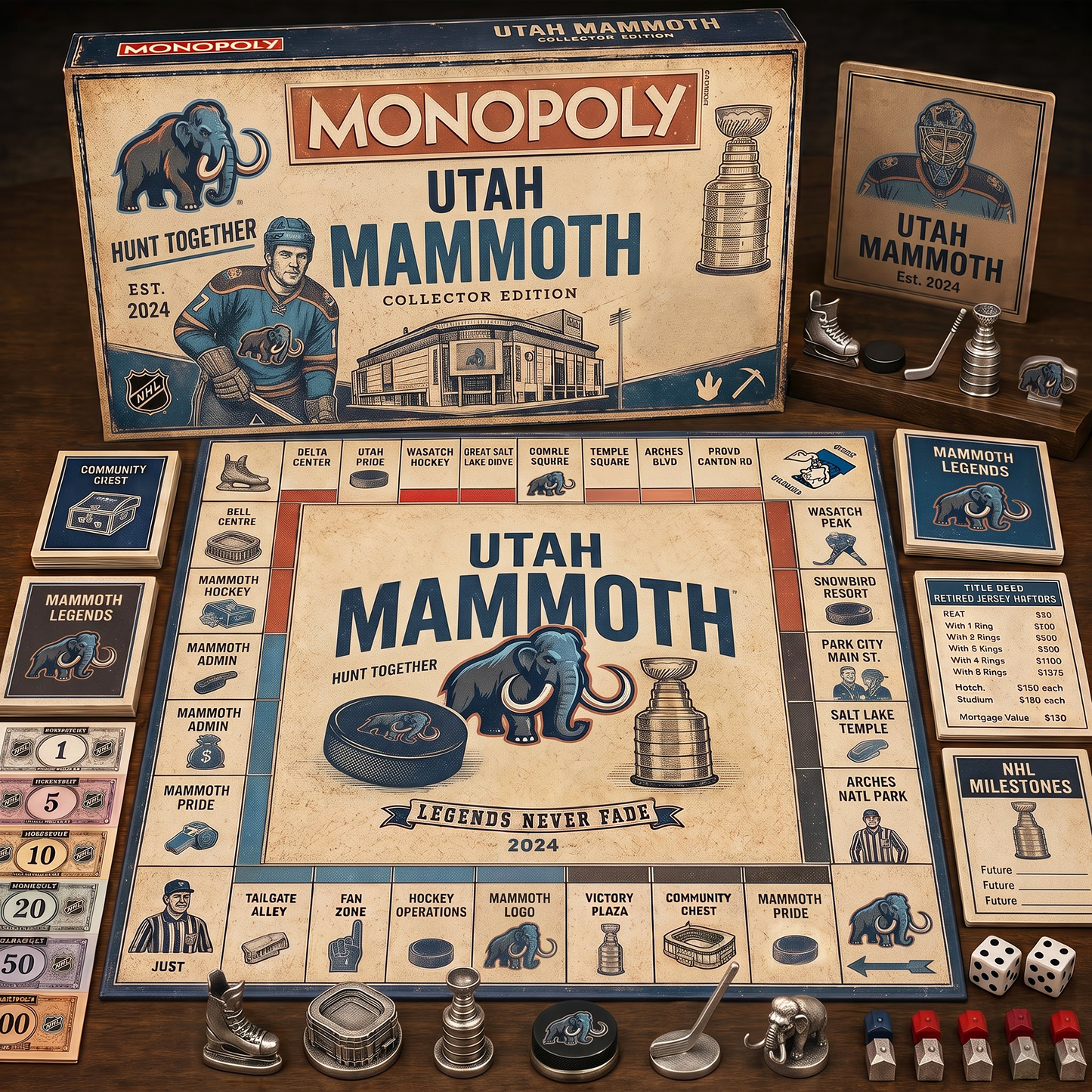 Premium NHL UTA Retro Heritage  Monopoly Collector’s Edition Board Game V7