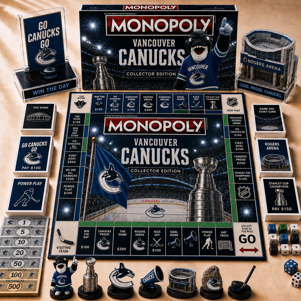 Premium NHL VAN Hall of Fame Monopoly Collector’s Edition Board Game V12