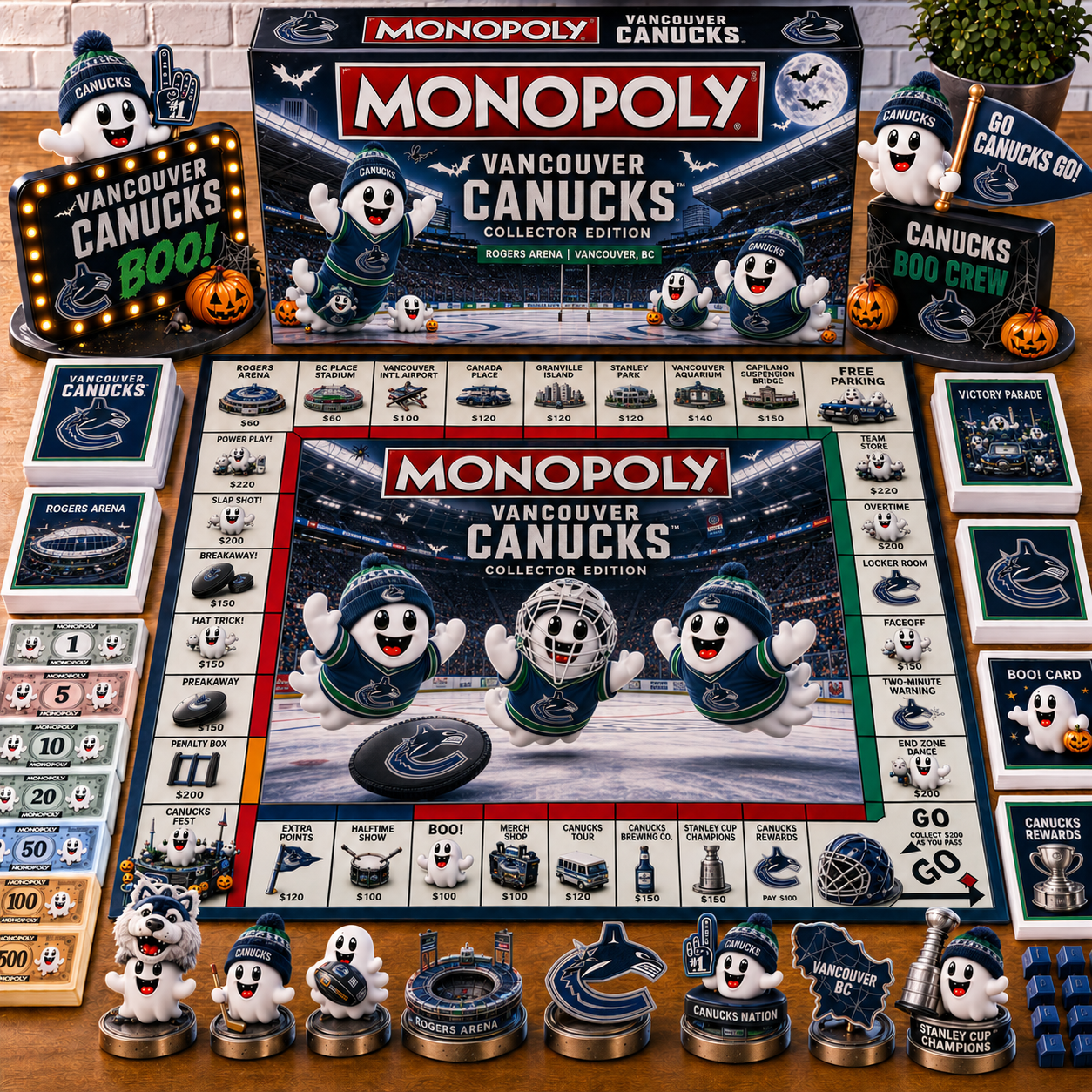 Premium NHL VC Halloween Ghost Monopoly Collector’s Edition Board Game V6