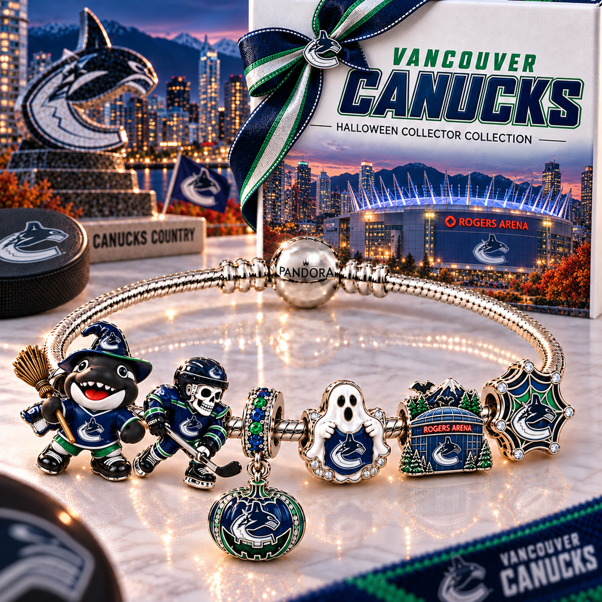 Premium NHL VC Halloween Gold Charm Bracelet Set V4