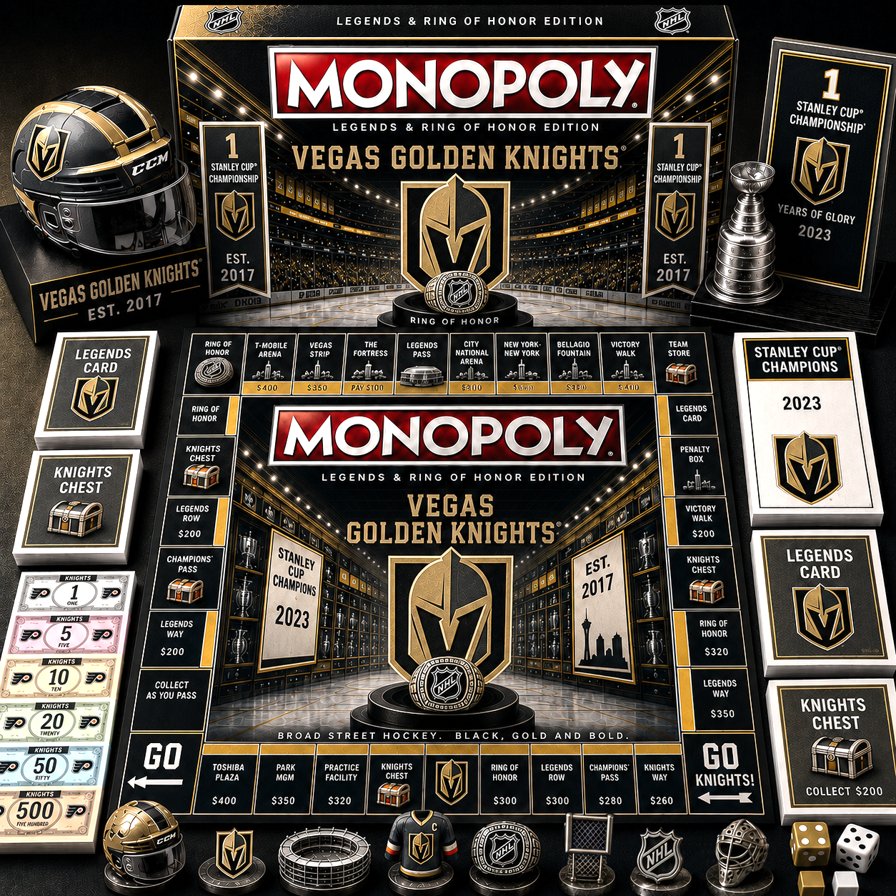 Premium NHL VGK Legends & Ring Monopoly Collector’s Edition Board Game V9