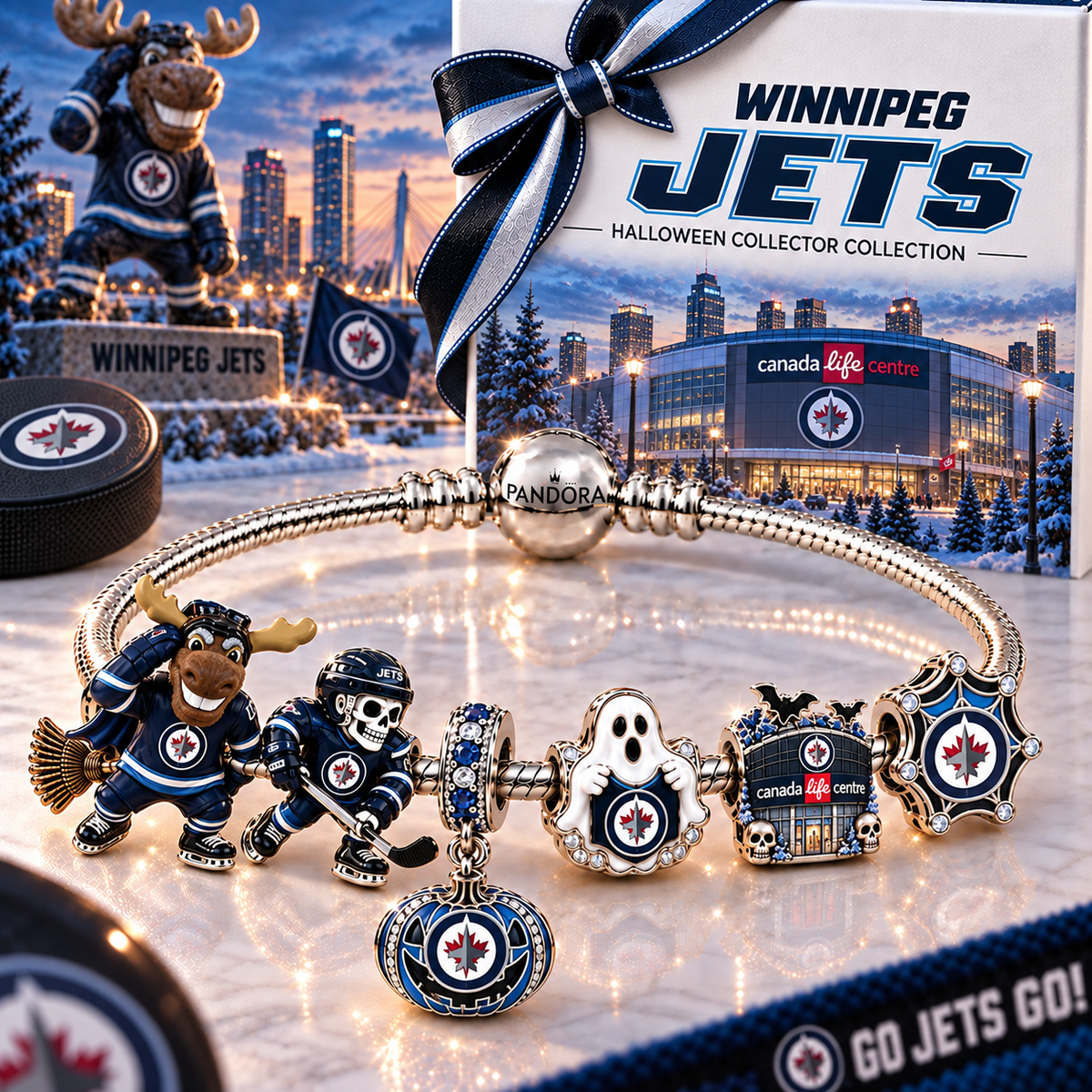Premium NHL WJ Halloween Gold Charm Bracelet Set V4