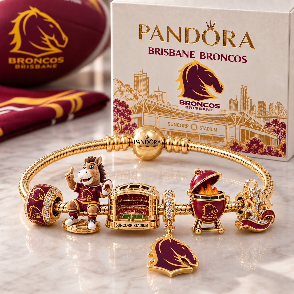 Premium NRL BB Heritage Gold Charm Bracelet Set V3