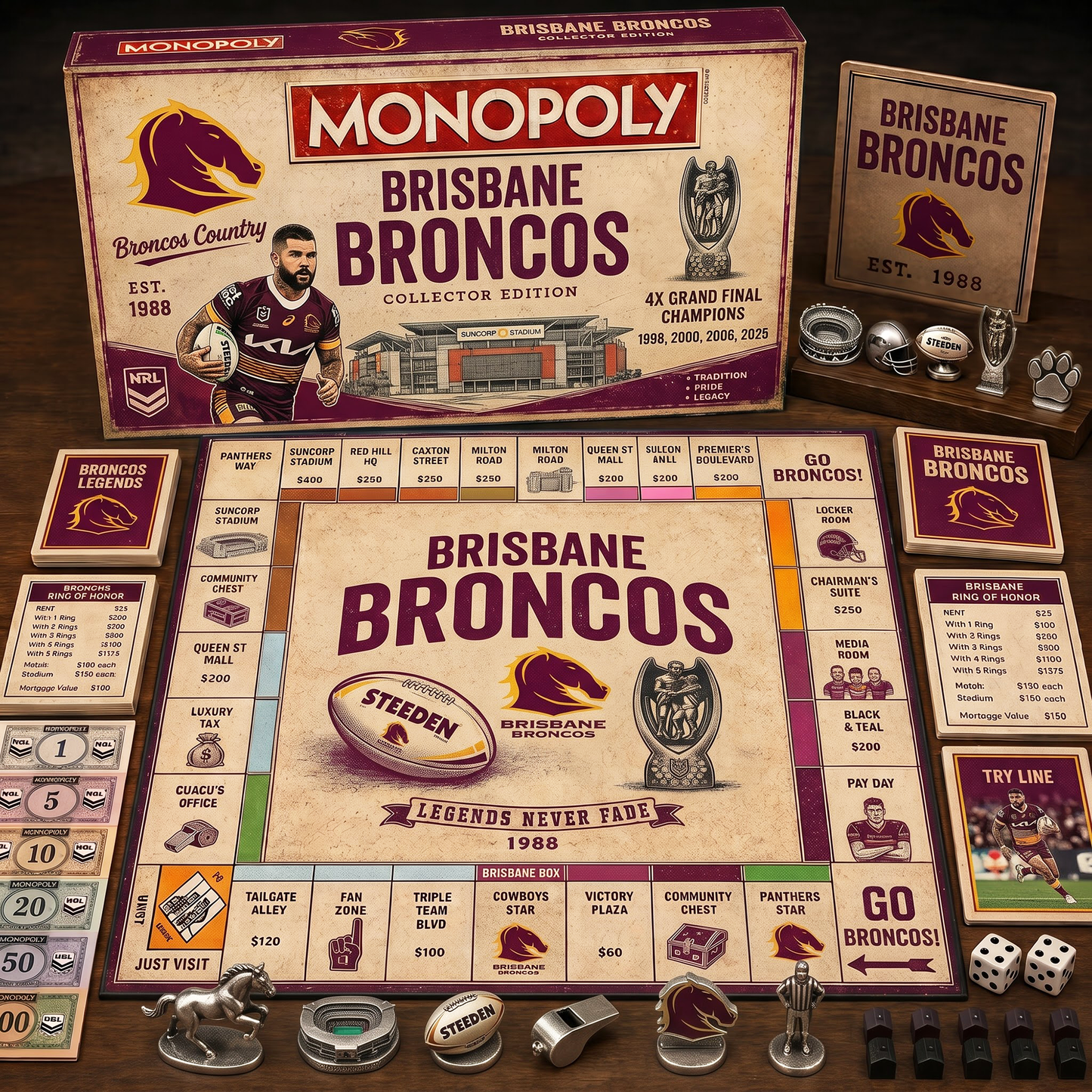 Premium NRL BB Retro Heritage  Monopoly Collector’s Edition Board Game V7
