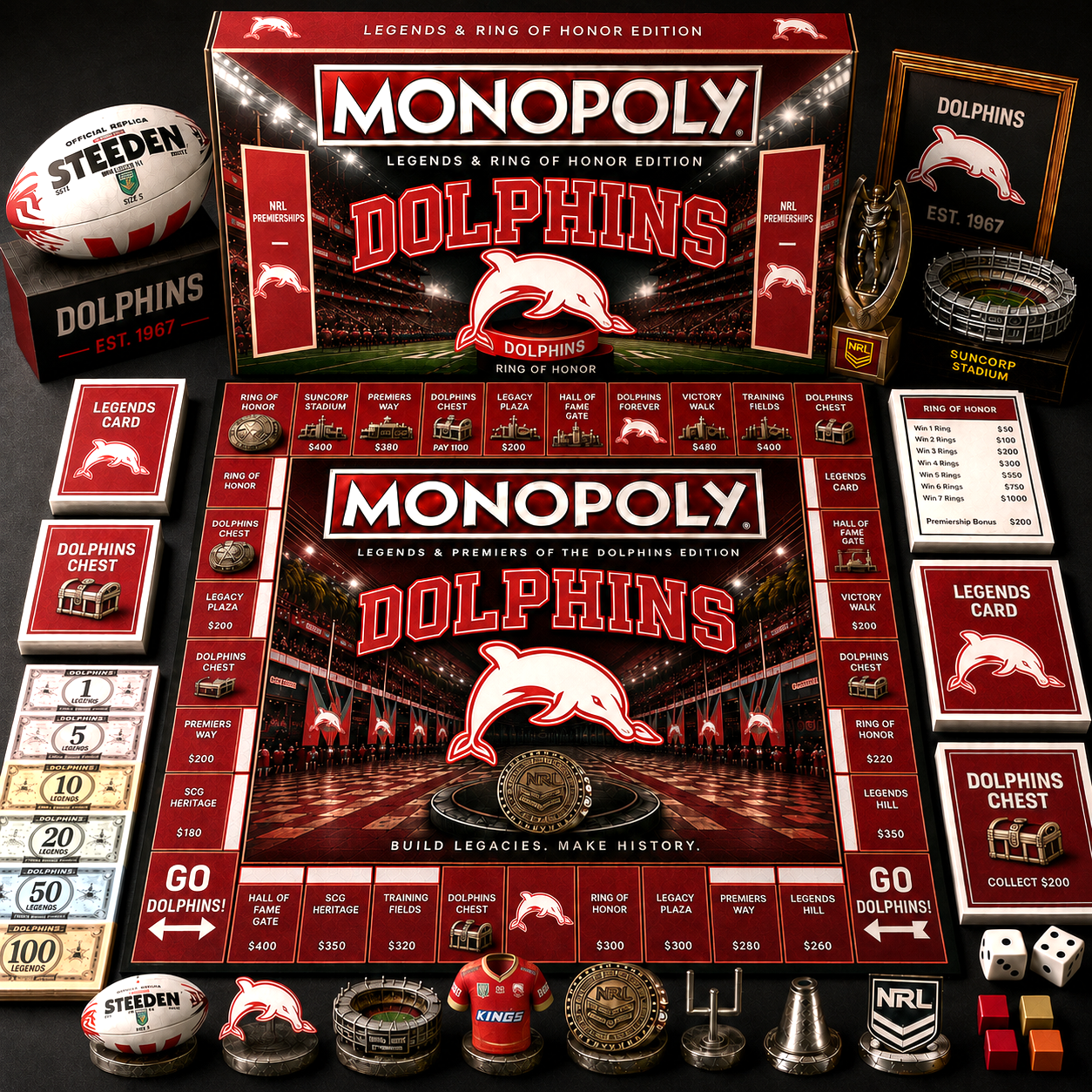 Premium NRL DOL Ring Monopoly Collector’s Edition Board Game V9