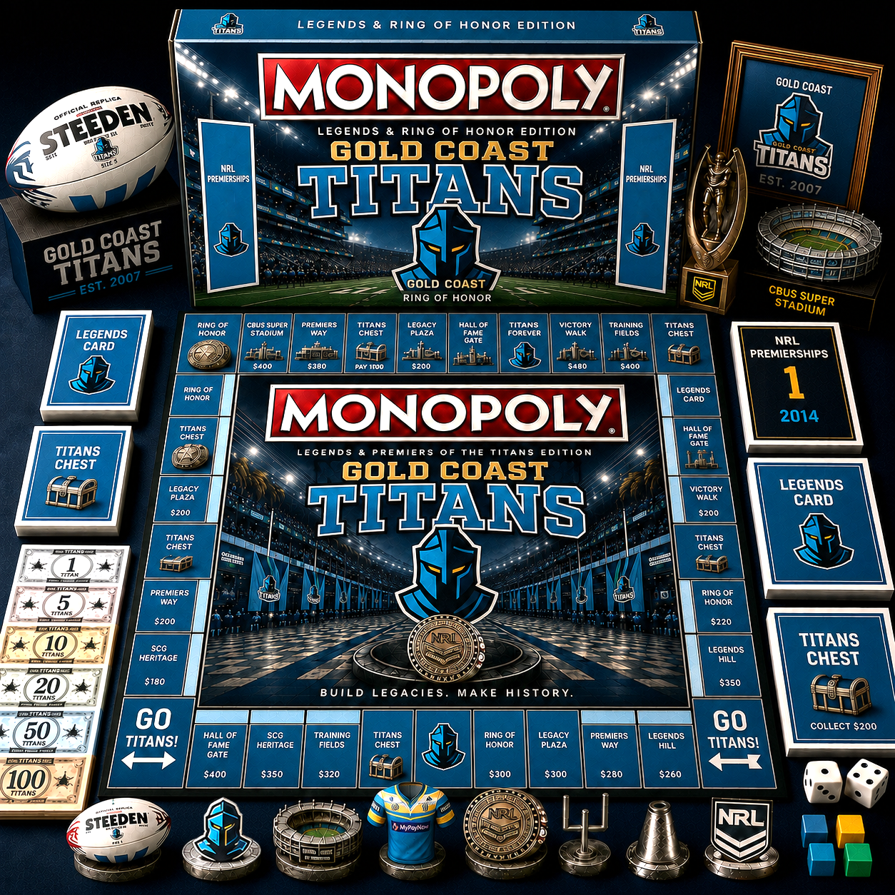 Premium NRL GCT Legends & Ring Monopoly Collector’s Edition Board Game V9