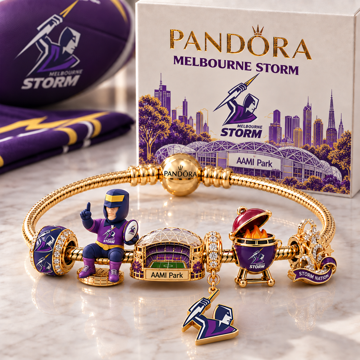 Premium NRL MS Heritage Gold Charm Bracelet Set V3