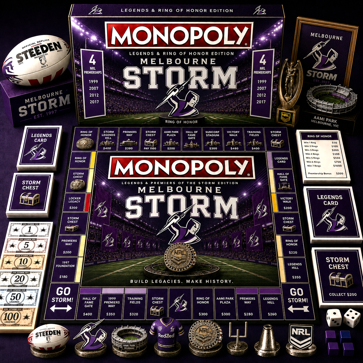 Premium NRL MS Legends & Ring Monopoly Collector’s Edition Board Game V9