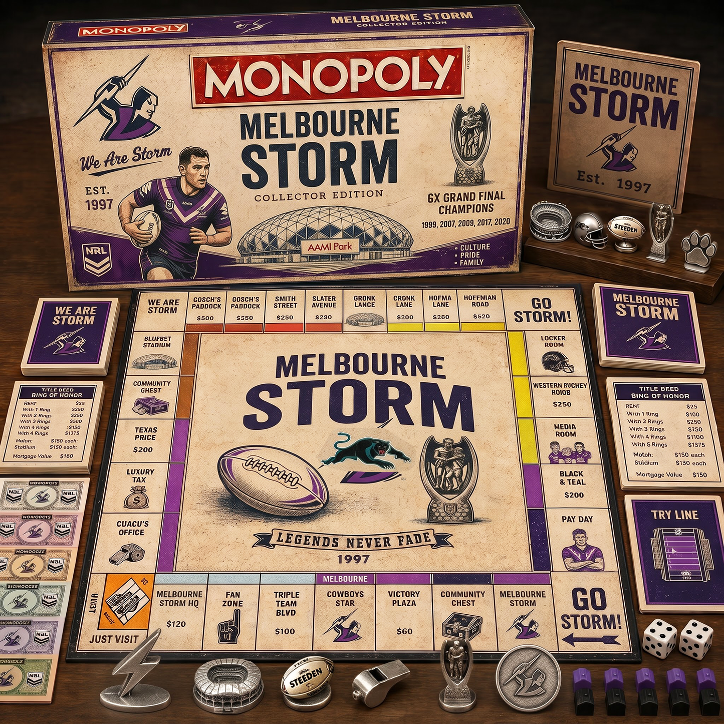 Premium NRL MS Retro Heritage  Monopoly Collector’s Edition Board Game V7