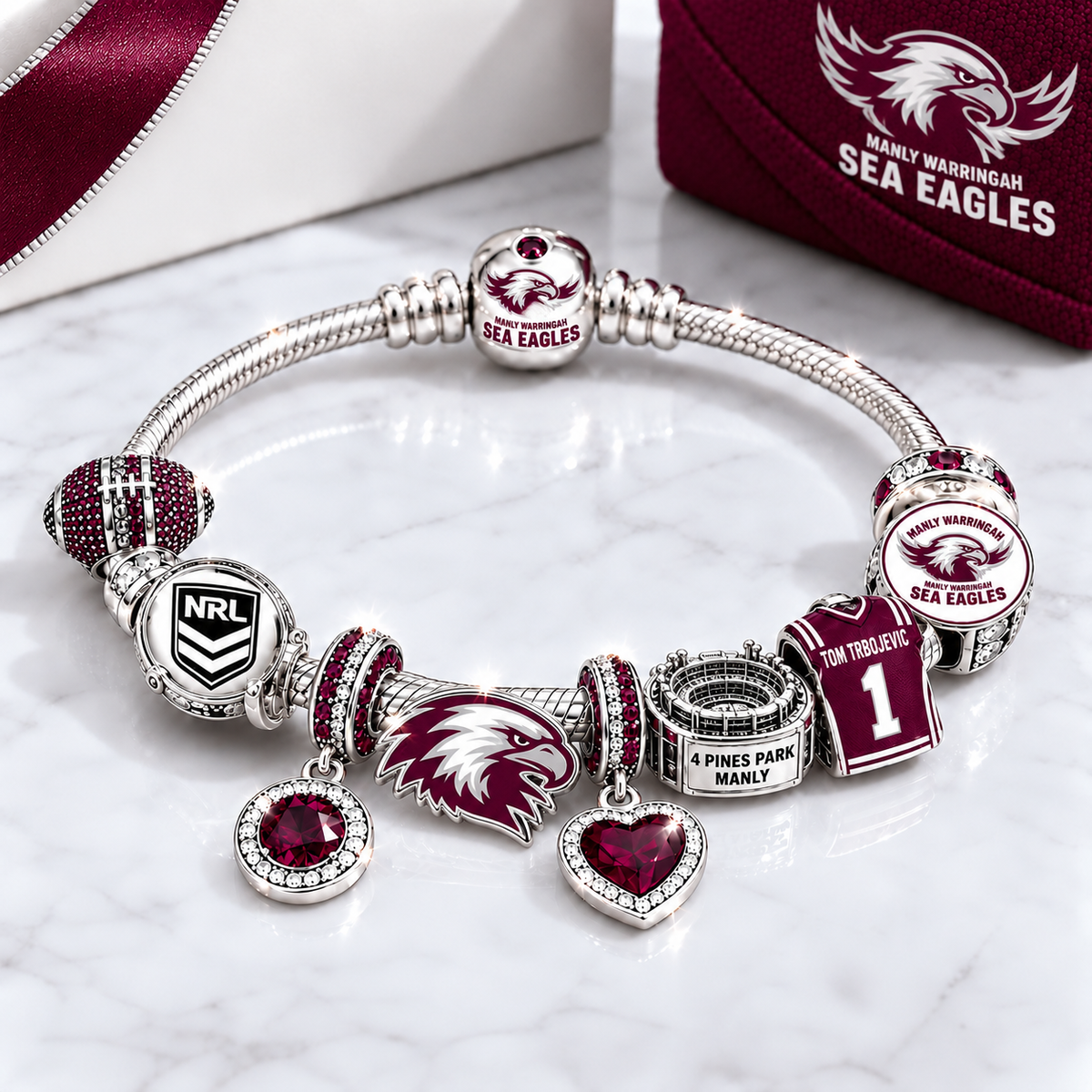 Premium NRL MWSE Team Spirit Charm Bracelet V8