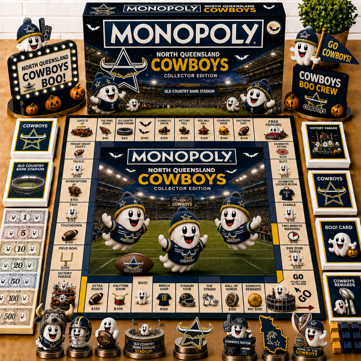 Premium NRL NQC Halloween Ghost Monopoly Collector’s Edition Board Game V6