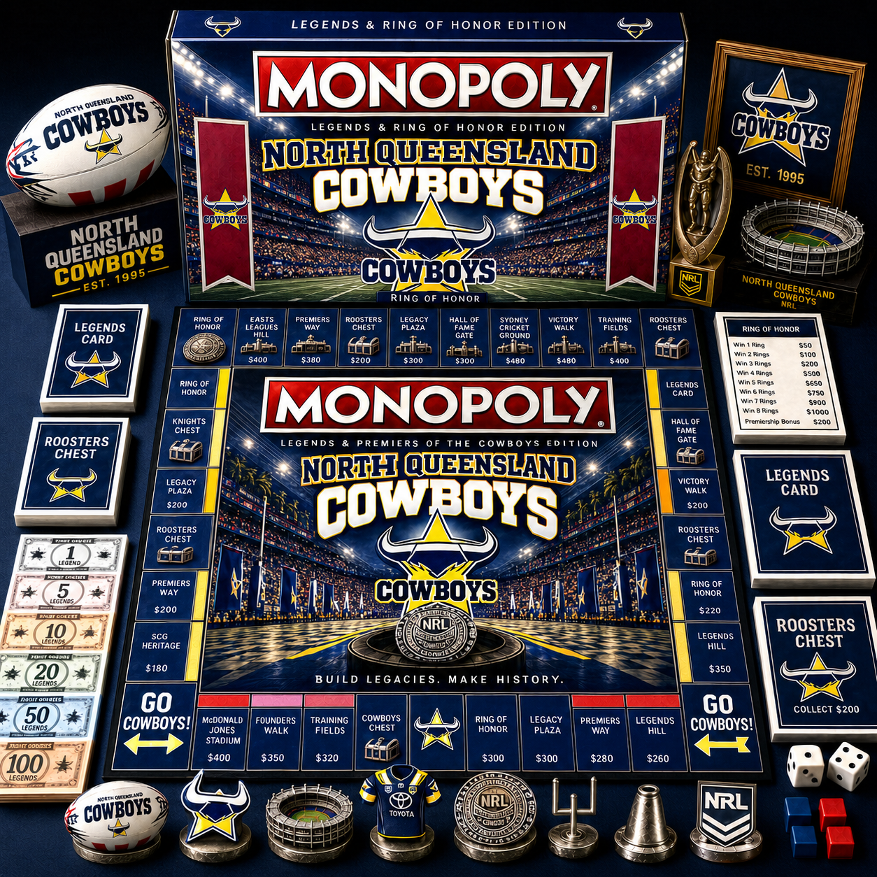 Premium NRL NQC Legends & Ring Monopoly Collector’s Edition Board Game V9