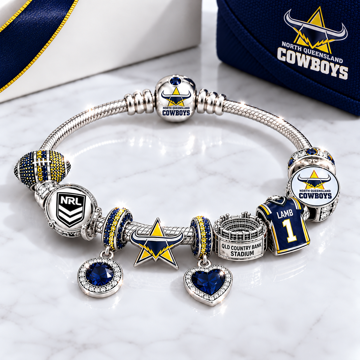 Premium NRL NQC Team Spirit Charm Bracelet V8