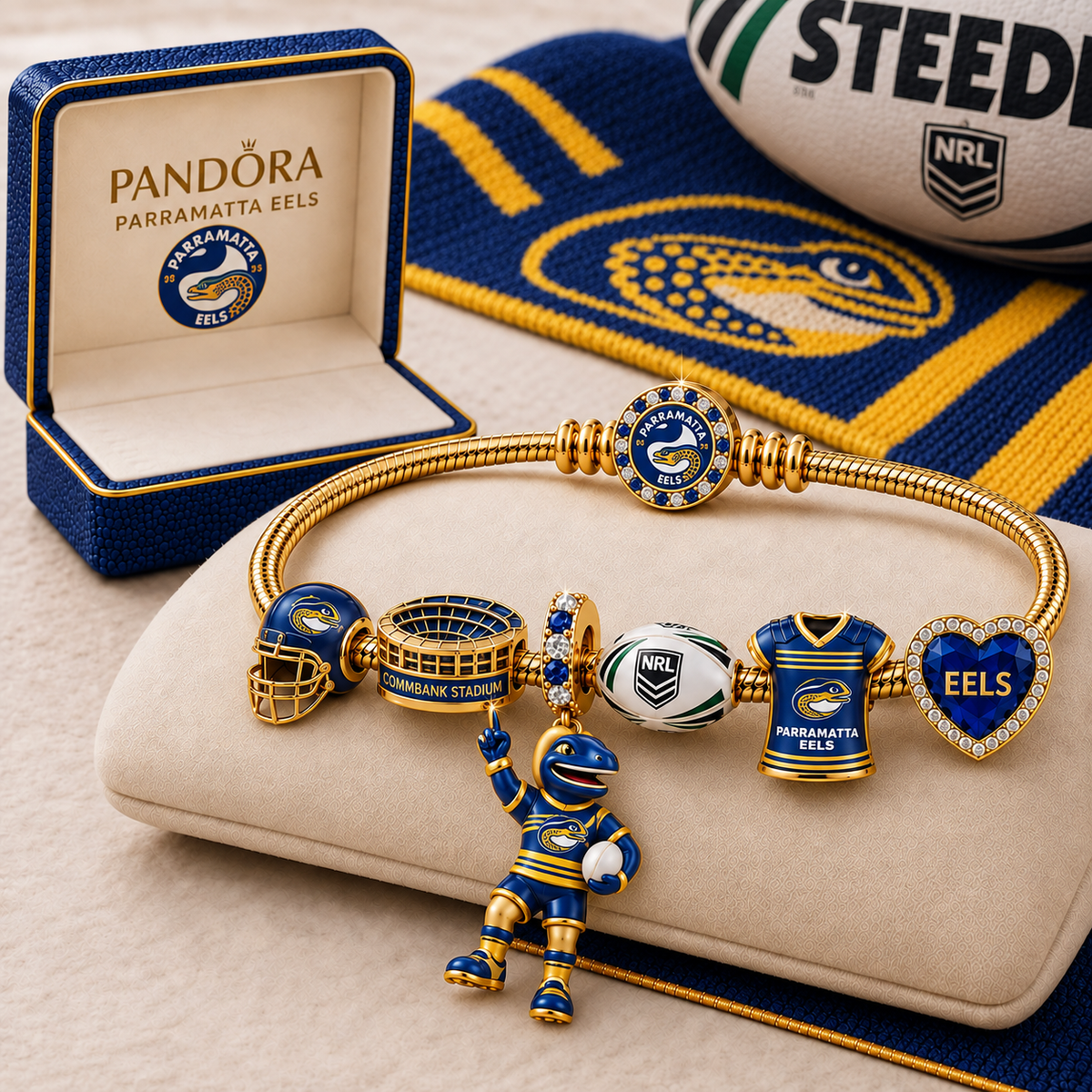 Premium NRL PE Gold Charm Bracelet Set