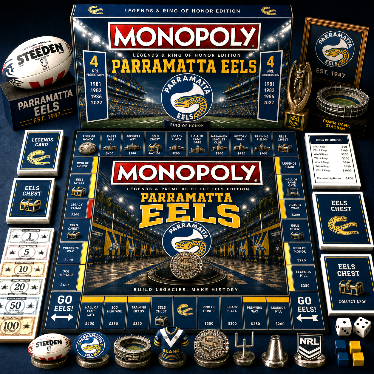 Premium NRL PE Legends & Ring Monopoly Collector’s Edition Board Game V9