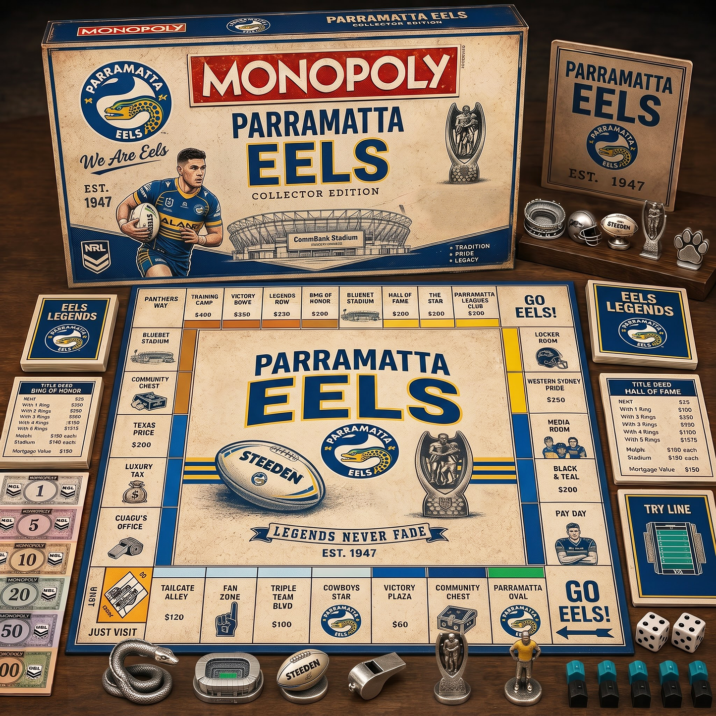 Premium NRL PE Retro Heritage  Monopoly Collector’s Edition Board Game V7