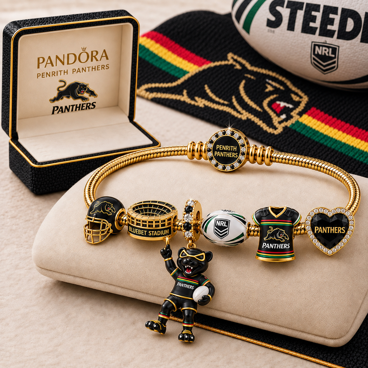 Premium NRL PP Gold Charm Bracelet Set