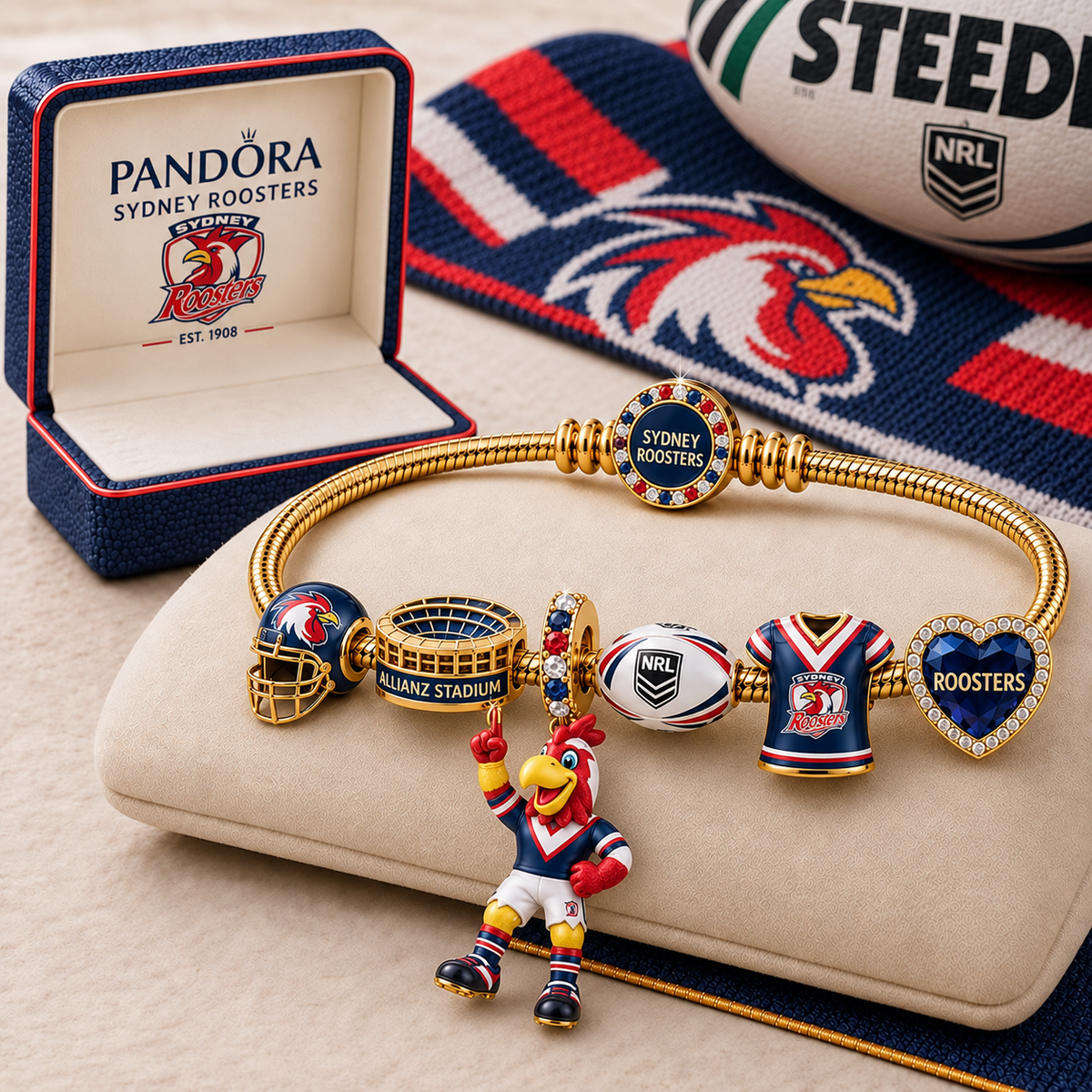 Premium NRL SR Gold Charm Bracelet Set
