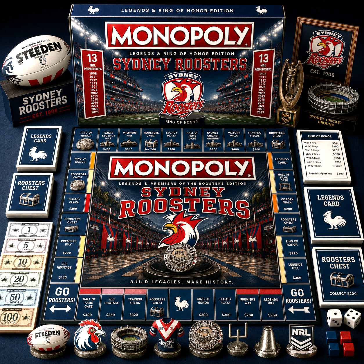 Premium NRL SR Legends & Ring Monopoly Collector’s Edition Board Game V9