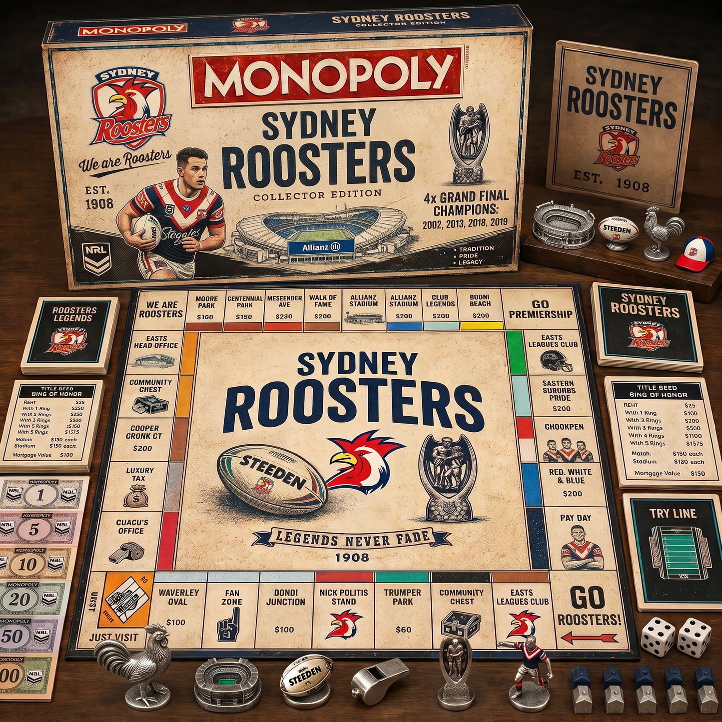 Premium NRL SR Retro Heritage  Monopoly Collector’s Edition Board Game V7