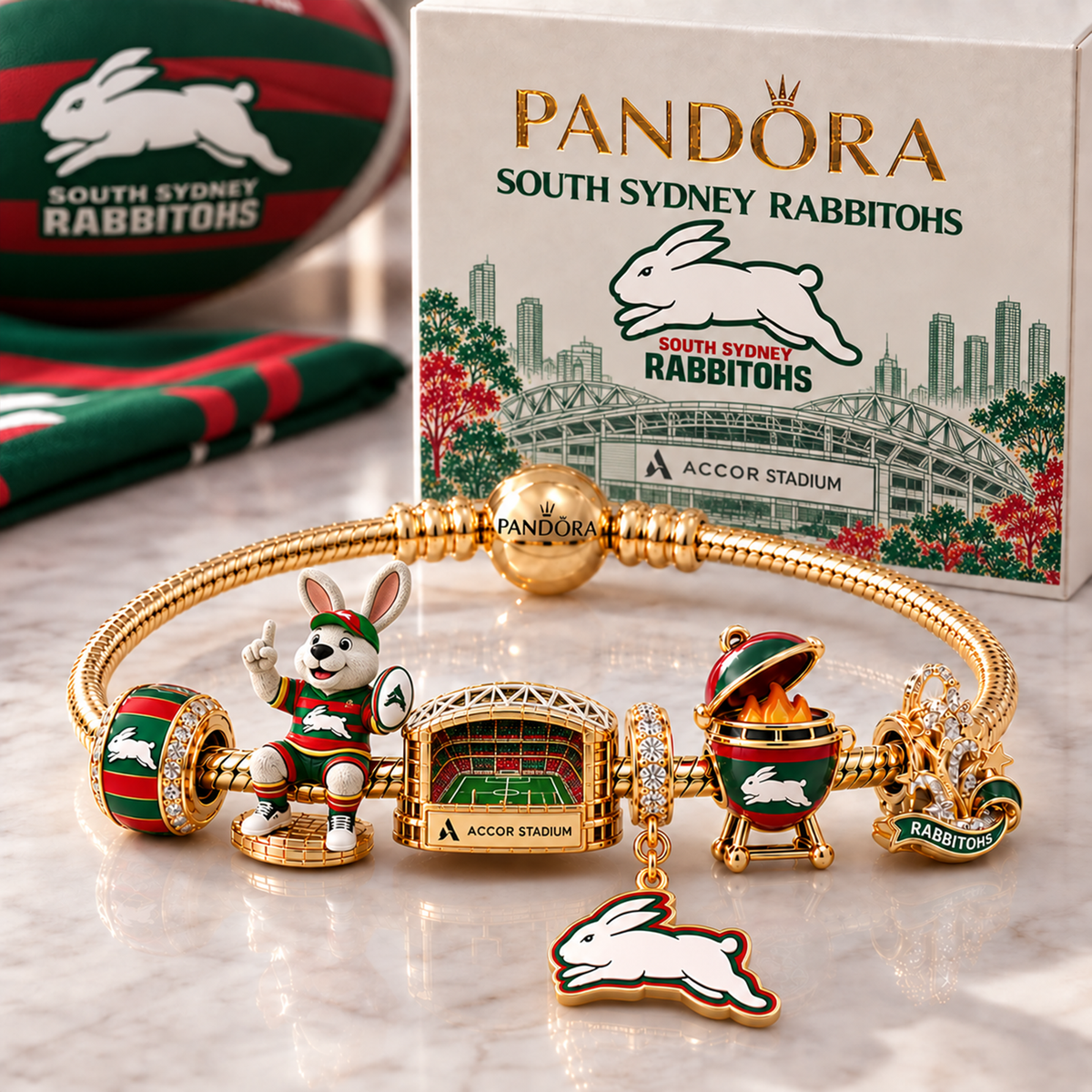 Premium NRL SSR Heritage Gold Charm Bracelet Set V3