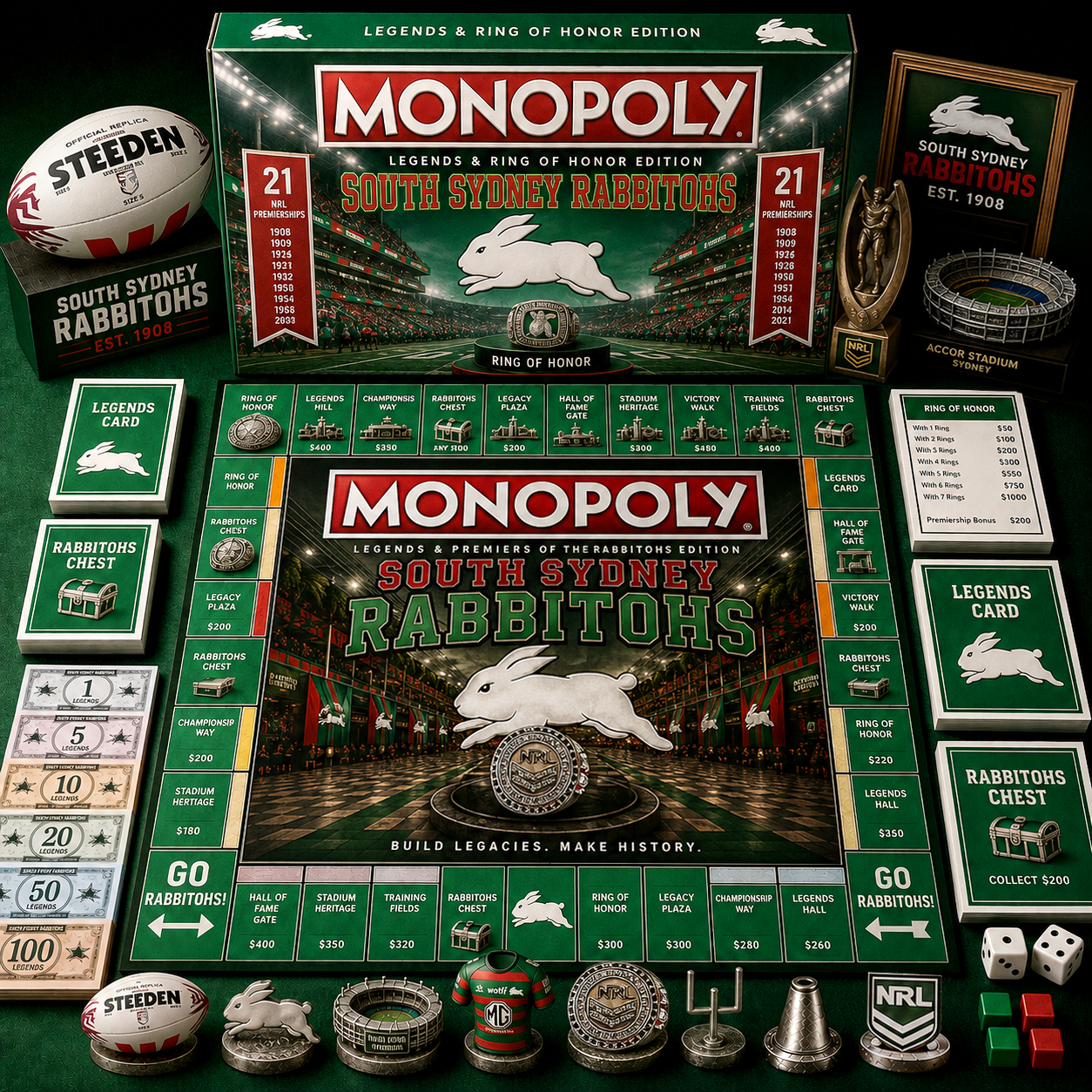 Premium NRL SSR Legends & Ring Monopoly Collector’s Edition Board Game V9