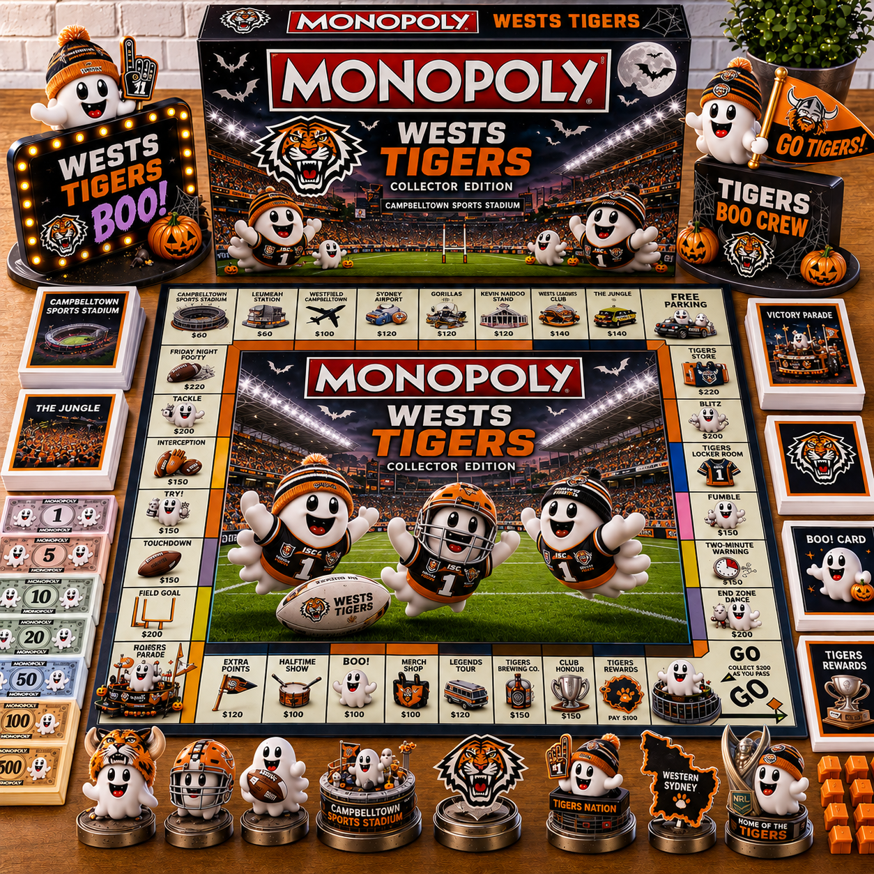 Premium NRL WT Halloween Ghost Monopoly Collector’s Edition Board Game V6