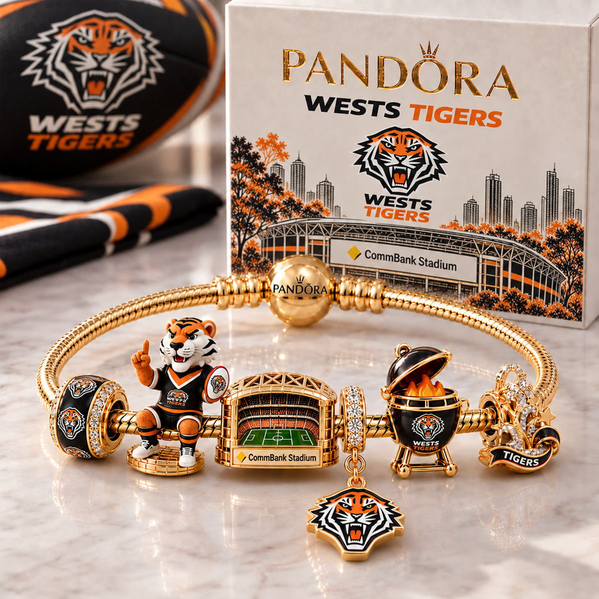 Premium NRL WT Heritage Gold Charm Bracelet Set V3