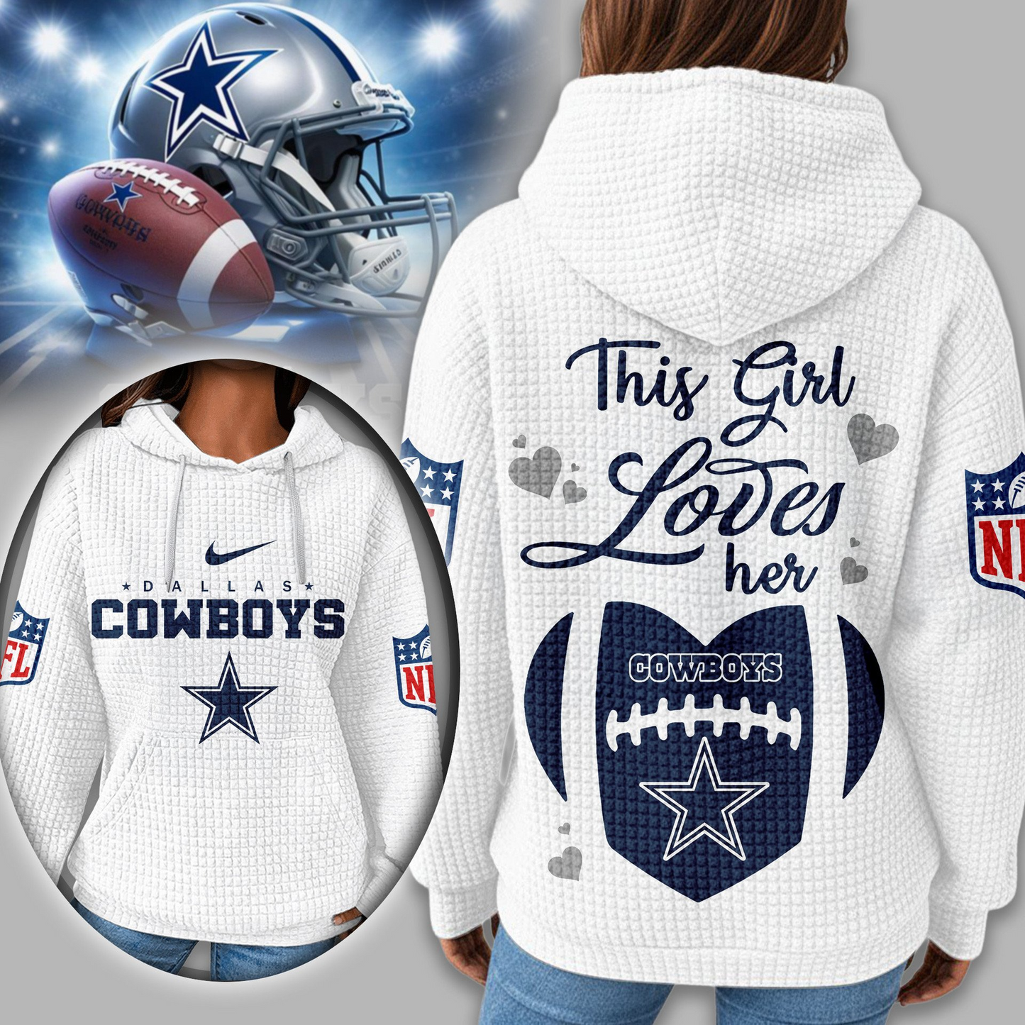 Premium NFL X DAL  Game Day Waffle Hoodie NDT TDT 231125