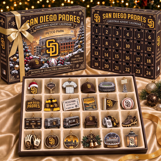 SD X MLB Team Christmas Advent Calendar Box - 24 Days Countdown Tree Ornaments Gift Set