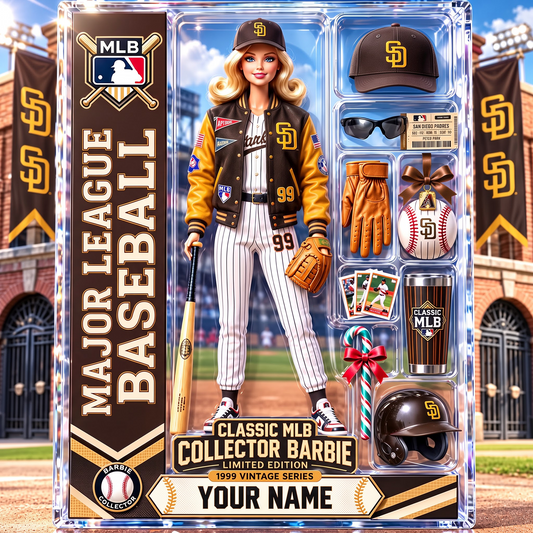SD X Personalized Classic MLB Collector Barbie Acrylic Block Plaque