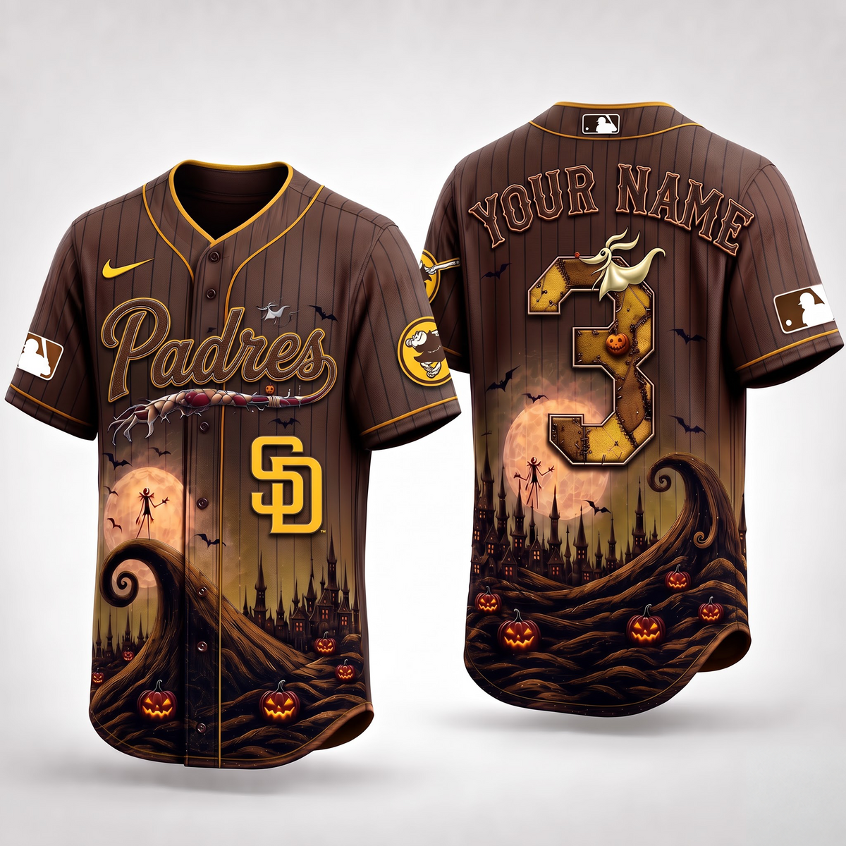 SD X Premium MLB Haunted Moon Halloween Baseball Jersey