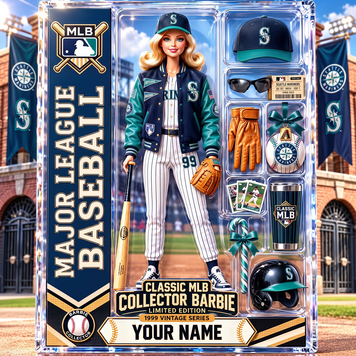 SEA X Personalized Classic MLB Collector Barbie Acrylic Block Plaque
